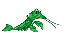 Green Lobster Cartoon Illustration Isolated Image Animal Character 