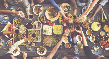 Canvas Print - Friends Happiness Enjoying Dinning Eating Concept