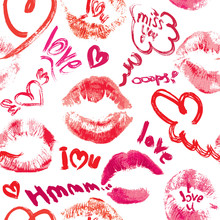 Seamless Pattern With Brush Strokes And Scribbles In Heart Shape