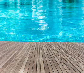 Poster - plage de piscine en bois naturel 