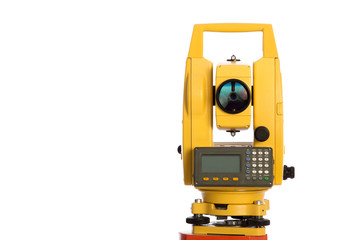 surveyor equipment optical level in white background