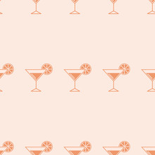 Seamless Pattern Background Alcoholic Beverages. Alcohol Vector. Pink Cocktail