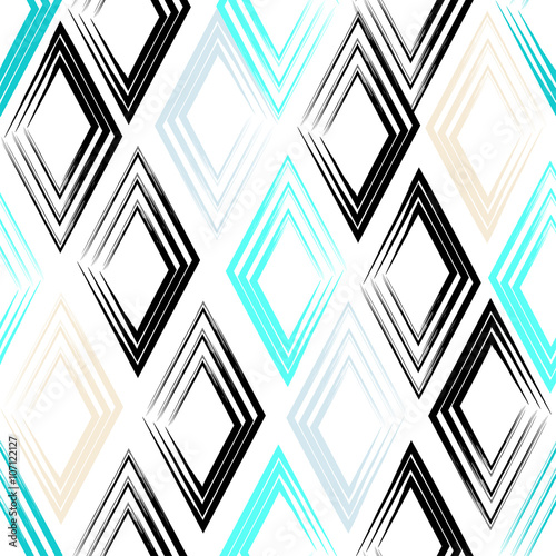 Plakat na zamówienie Cute vector seamless pattern . Rhombuses, brush strokes. Endless texture can be used for printing onto fabric or paper