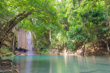  Waterfall in Deep forest at Erawan waterfall National Park
