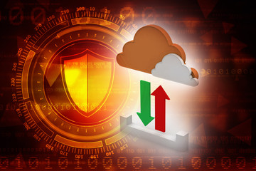 Aufkleber - 3d illustration Cloud with uploading downloading arrow 