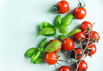 Canvas Print - cherry tomatoes with basil