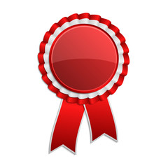 Wall Mural - Red award rosette with ribbon