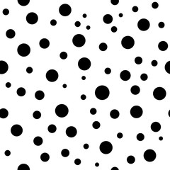 Wall Mural - polka dots seamless pattern. black and white template. abstract geometric round texture. big and sma