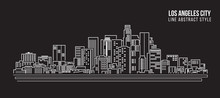 Cityscape Building Line Art Vector Illustration Design - Los Angeles City