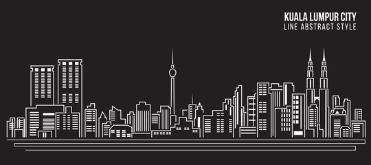 Cityscape Building Line art Vector Illustration design - Kuala Lumpur city