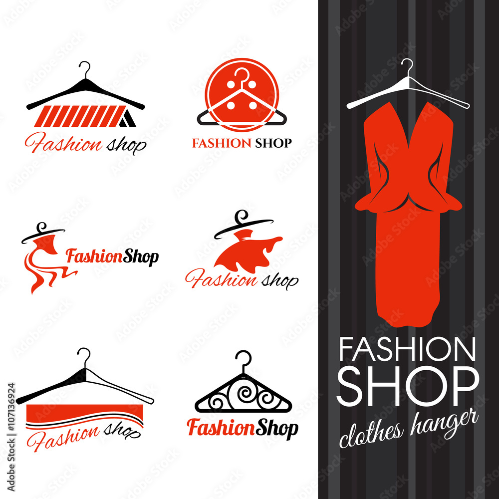 Fashion shop logo - Clothes hanger and studs dress vector design Stock ...