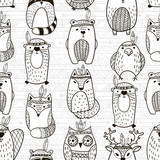 Seamless pattern with tribal animals - Illustration