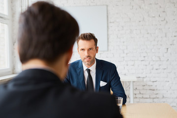 Canvas Print - Job interview - recruiter negotiate terms with candidate