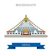 Boudhanath Kathmandu Nepal Vector Flat Attraction Sightseeing
