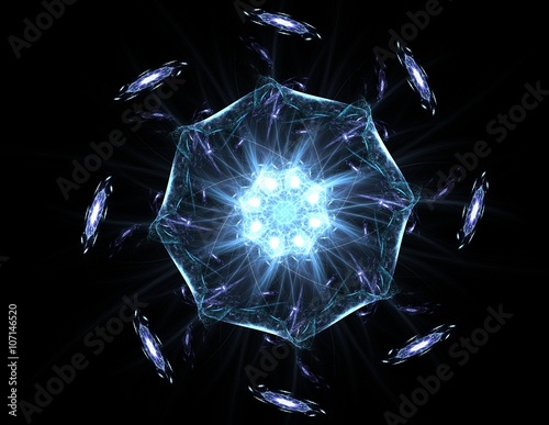 Zdjęcie XXL Seria cząstek elementarnych. Interplay of abstract Fractal form na temat nauki fizyki jądrowej i projektowania graficznego
