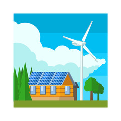 Sticker - House With Wind Turbine