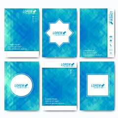 Poster - Modern vector templates for brochure, flyer, cover magazine or report in A4 size. Business, science, medicine and technology design . Background with blue triangles