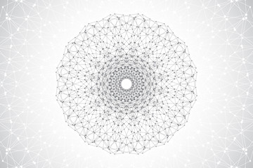 Poster - Geometric abstract round form with connected line and dots. Graphic composition for your design. Vector illustration