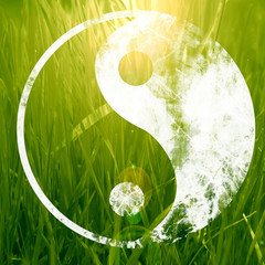 Wall Mural - The yin and yang grass sign