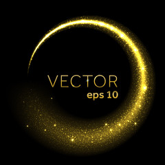 Poster - Golden glittering star dust circle light tail