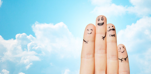 Canvas Print - close up of hands and fingers with smiley faces