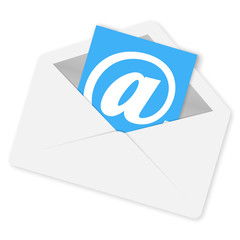 Poster - email concept envelope with shadow on white background