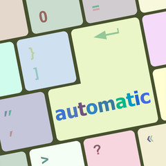 Poster - automatic button on computer keyboard key vector illustration