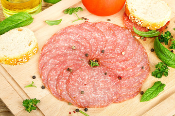 Wall Mural - sausage salami slices