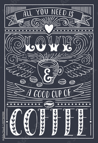 Cuadros en Lienzo Todo lo que necesita es amor y café