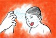 © Artsgraphiques.net - Canicule : peau de bébé hydratée par un brumisateur