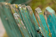 Vertical Green Wooden Fence With Green Background