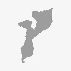 Poster - Map Mozambique in gray on a white background