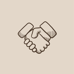 Poster - Handshake sketch icon.