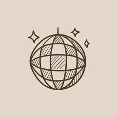 Sticker - Disco ball sketch icon.