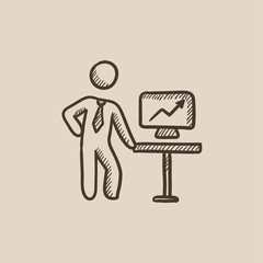 Poster - business presentation sketch icon.