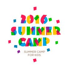 Themed Summer Camp 2016 Poster In Flat Style