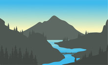 River In The Mountain Of Silhouette