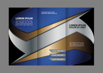 Blue Style Tri-Fold Brochure Design. Corporate Leaflet, Cover Template
