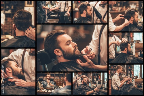 Plakat Barber at work.
