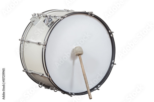 Fotografía classic musical instrument big drum isolated on white background