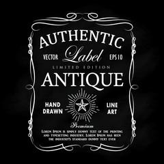 Wall Mural - hand drawn frame antique label blackboard retro vintage banner v