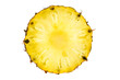 round slice of ripe tasty pineapple isolated on white