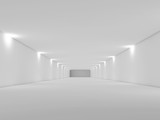 Fototapeta Perspektywa 3d - Abstract long empty white tunnel interior 3d
