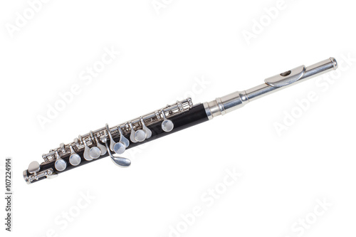 Fotografie, Obraz classical wind musical instrument Flute-Piccolo isolated on white background
