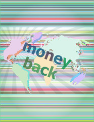 Poster - words money back on digital screen, business concept vector illustration