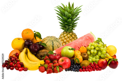 mixed tasty fruit composition set isolated on white © ZoneCreative