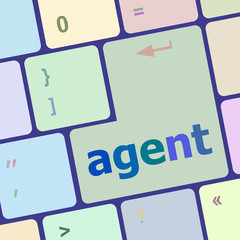 Poster - agent button on the computer keyboard vector illustration