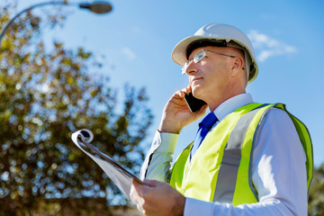 Wall Mural - Engineer builder at construction site