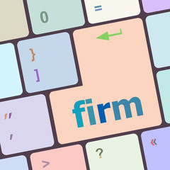 Poster - firm word on keyboard key, notebook computer button vector illustration
