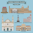 World Famous Place. Italy. Palermo. Geometric icons of buildings